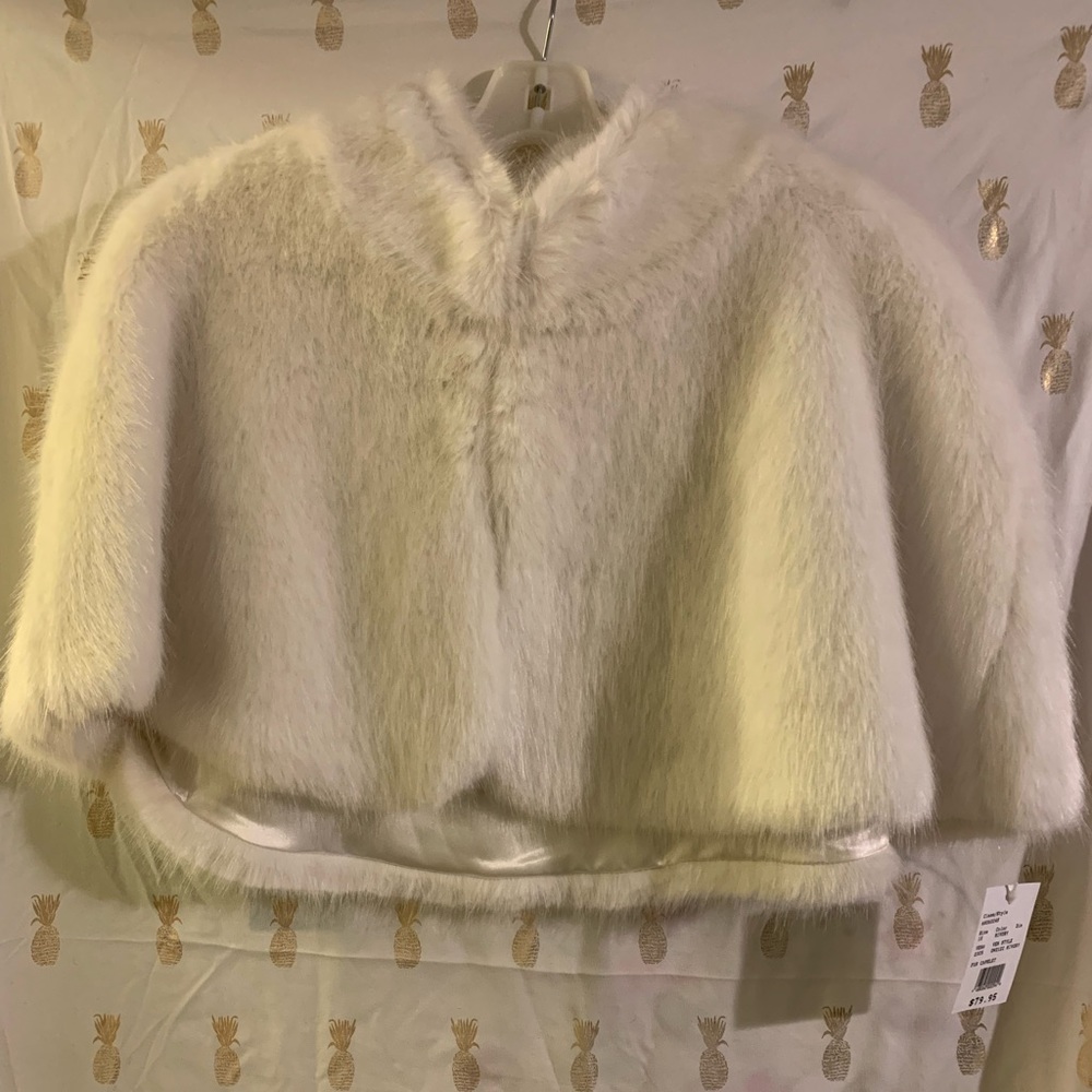 David’s Bridal Fur Capelet, Ivory ,Size 1X